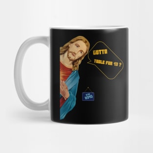 Funny Jesus Humor Meme Table For 13? (c) By Abby Anime Mug